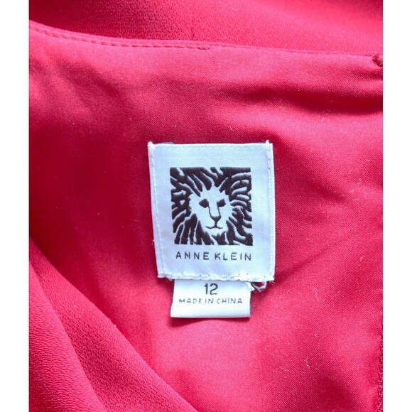 Anne Klein Dress Red Drape Neckline Short Sleeves Size 12 NWT - Picture 4 of 4